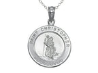 Finejewelers 925 Sterling Silver Rhodium Medium St. Christopher Medal Pendant Necklace Chain Included