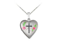 Finejewelers Sterling Silver 16mm Heart and Cross Locket, 16-18 Inch Adjustable Box Chain