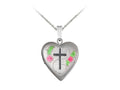 Finejewelers Sterling Silver 20mm Heart Cross Locket, 16-18 Inch Adjustable Box Chain