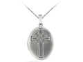 Finejewelers Sterling Silver 20x25mm Oval Cross Locket, 16-18 Inch Adjustable Box Chain