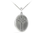 Finejewelers Sterling Silver 20x25mm Oval Cross Locket, 16-18 Inch Adjustable Box Chain