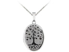 Finejewelers Sterling Silver 20x25mm Oval Tree Of Love Locket, 16-18 Inch Adjustable Box Chain