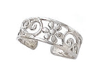 Finejewelers Sterling Silver Rhodium Finish Toe Ring Flower Swirls