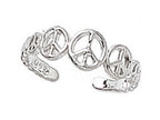 Finejewelers Sterling Silver Rhodium Finish Toe Ring Peace Signs