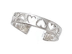 Finejewelers Sterling Silver Rhodium Finish Toe Ring Cutout Hearts