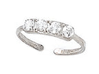 Finejewelers Sterling Silver  Toe Ring 4 Czs