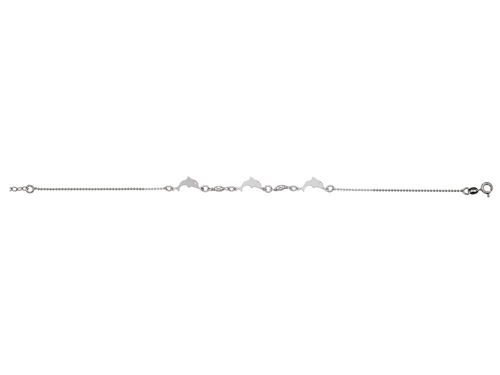 Finejewelers 9 To 10 Inch Adjustable Sterling Silver Rhodium Finish Fancy Anklet With Dolphins Made In Italy