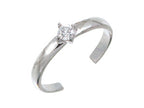 Finejewelers Sterling Silver Rhodium Finish Solitaire Cz Toe Ring