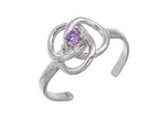 Finejewelers Sterling Silver Rhodium Finish Intrlckng Rng Crys Toe Ring