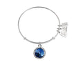 Wind And Fire Bright Rhodium Finish Expandable Bangle September Birth Month