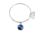 Wind And Fire Bright Rhodium Finish Expandable Bangle September Birth Month