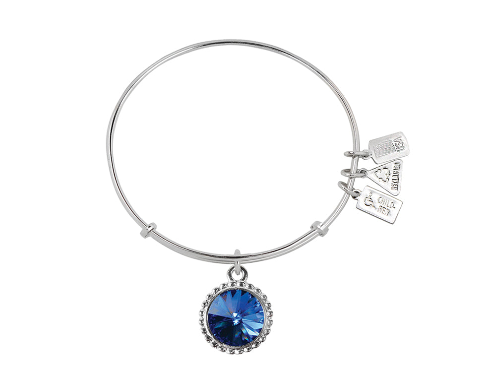 Wind And Fire Bright Rhodium Finish Expandable Bangle September Birth Month