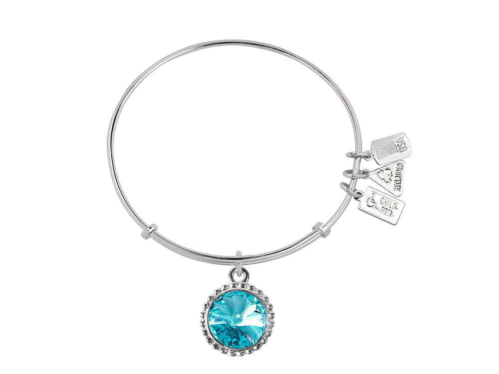Wind And Fire Bright Rhodium Finish Expandable Bangle December Birth Month