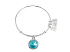 Wind And Fire Bright Rhodium Finish Expandable Bangle December Birth Month