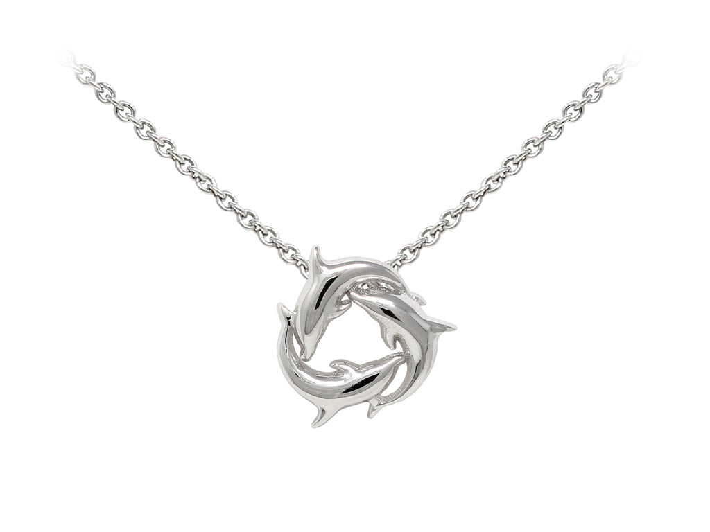 Wind And Fire Dolphins Dainty Pendant Necklace With 18 Inch Adjustable Chain