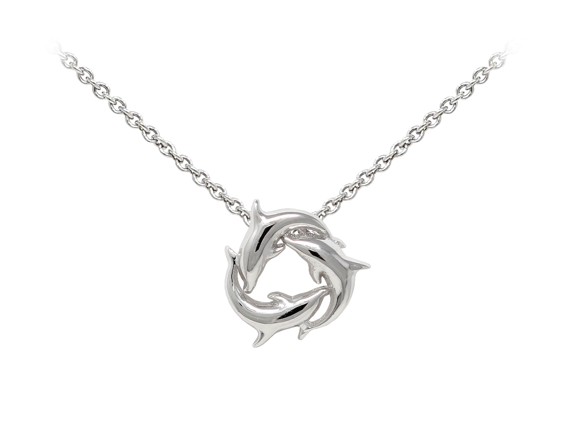 Wind And Fire Dolphins Dainty Pendant Necklace With 18 Inch Adjustable Chain