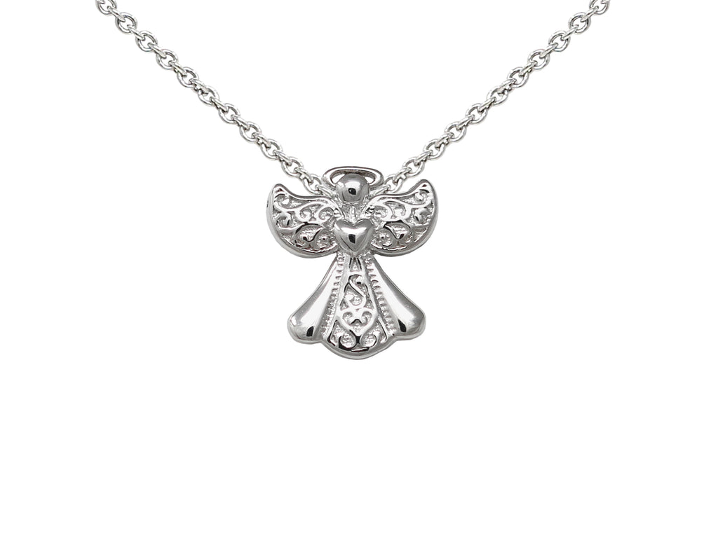 Wind And Fire Filigree Angel Dainty Pendant Necklace With 18 Inch Adjustable Chain