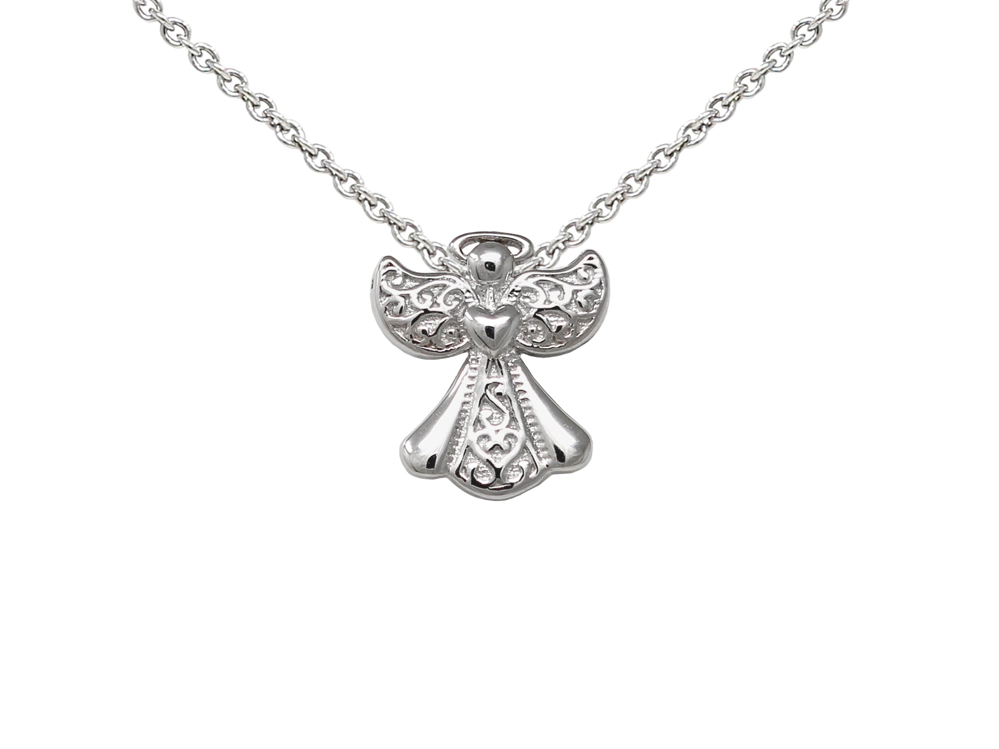 Wind And Fire Filigree Angel Dainty Pendant Necklace With 18 Inch Adjustable Chain