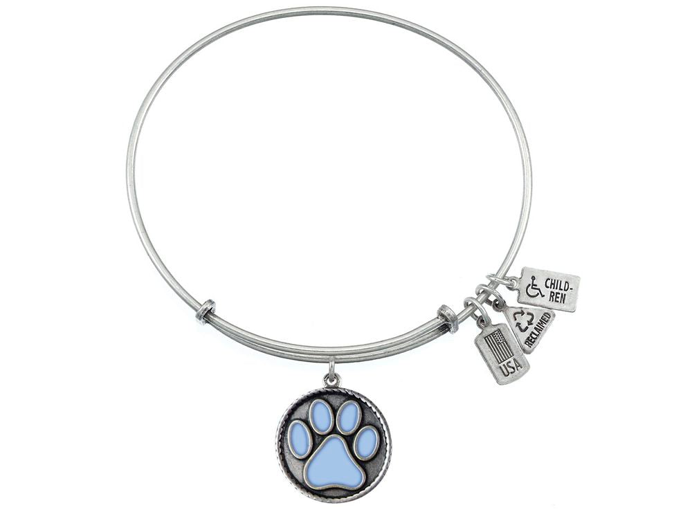 Wind And Fire Expandable Bangle Light Blue Paw Print