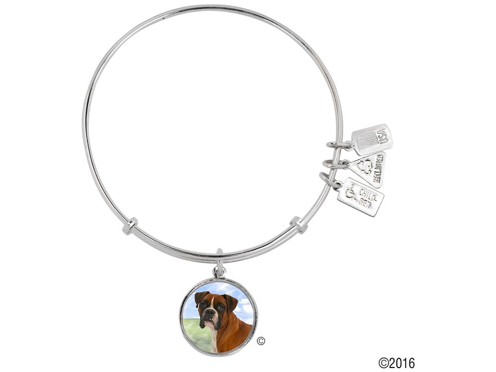 Wind And Fire Pet Collection Expandable Bangle With Boxer Photo Charm