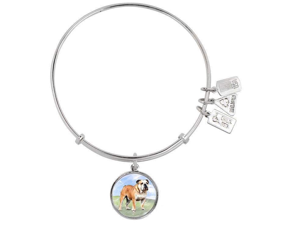 Wind And Fire Pet Collection Expandable Bangle With English Bulldog Photo Charm