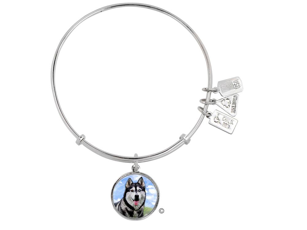 Wind And Fire Pet Collection Expandable Bangle With Husky Photo Charm