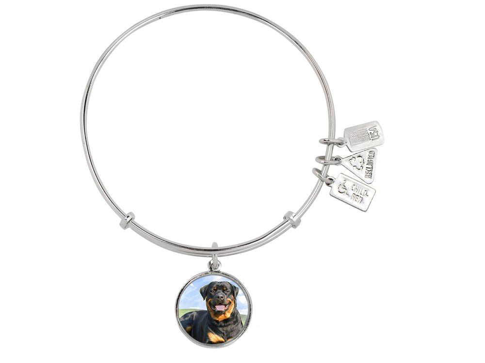 Wind And Fire Pet Collection Expandable Bangle With Rottweiler Photo Charm