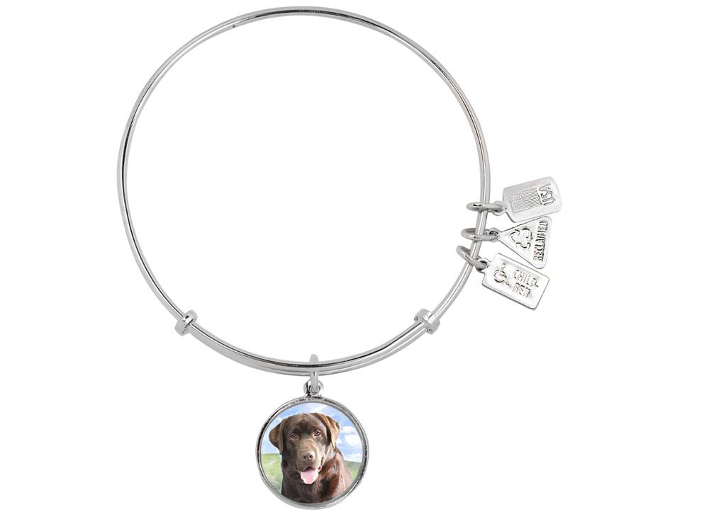 Wind And Fire Pet Collection Expandable Bangle With Chocolate Lab Photo Charm