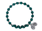 Wind and Fire Crystal Wrap Bracelet With Silver Tone Spacers, Green Colored Austrian Crystals