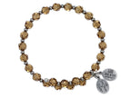 Wind and Fire Crystal Wrap Bracelet With Silver Tone Spacers, Smoky Colored Austrian Crystals