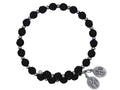 Wind and Fire Crystal Wrap Bracelet With Silver Tone Spacers, Black Colored Austrian Crystals