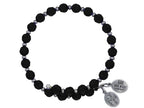 Wind and Fire Crystal Wrap Bracelet With Silver Tone Spacers, Black Colored Austrian Crystals