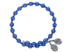 Wind and Fire Crystal Wrap Bracelet With Silver Tone Spacers, Capri Blue Colored Austrian Crystals