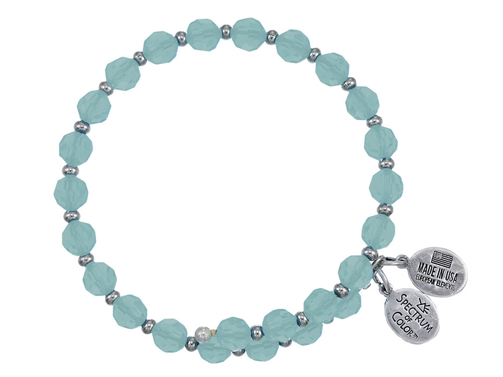 Wind and Fire Crystal Wrap Bracelet With Silver Tone Spacers, Light Blue Colored Austrian Crystals