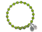 Wind and Fire Crystal Wrap Bracelet With Silver Tone Spacers, Green Colored Austrian Crystals