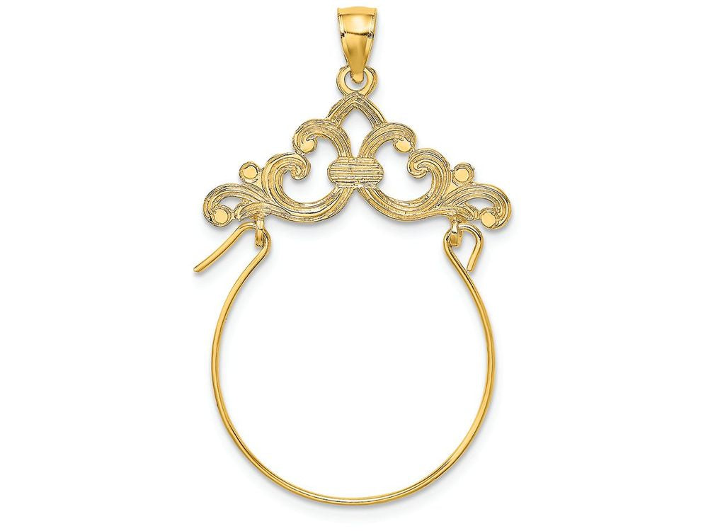 FJC Finejewelers 14k Yellow Gold Scroll Framed Charm Holderengraved
