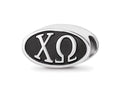 LogoArt Sterling Silver 15.25mm Chi Omega Oval Letters Bead Charm