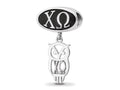 LogoArt Sterling Silver Chi Omega Oval Bead Charm With Owl Dangle Bead Charm
