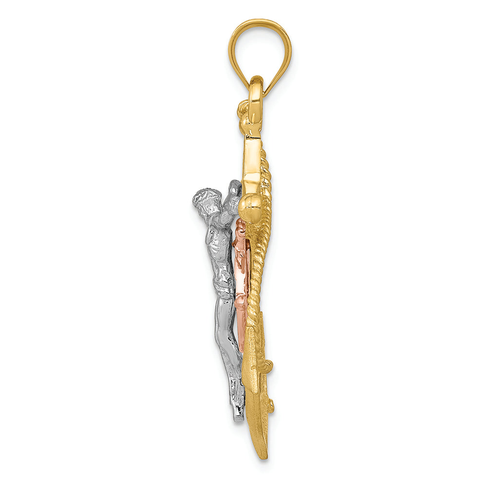 FJC Finejewelers 14 Kt Tri Color Gold Mariners Cross Charm