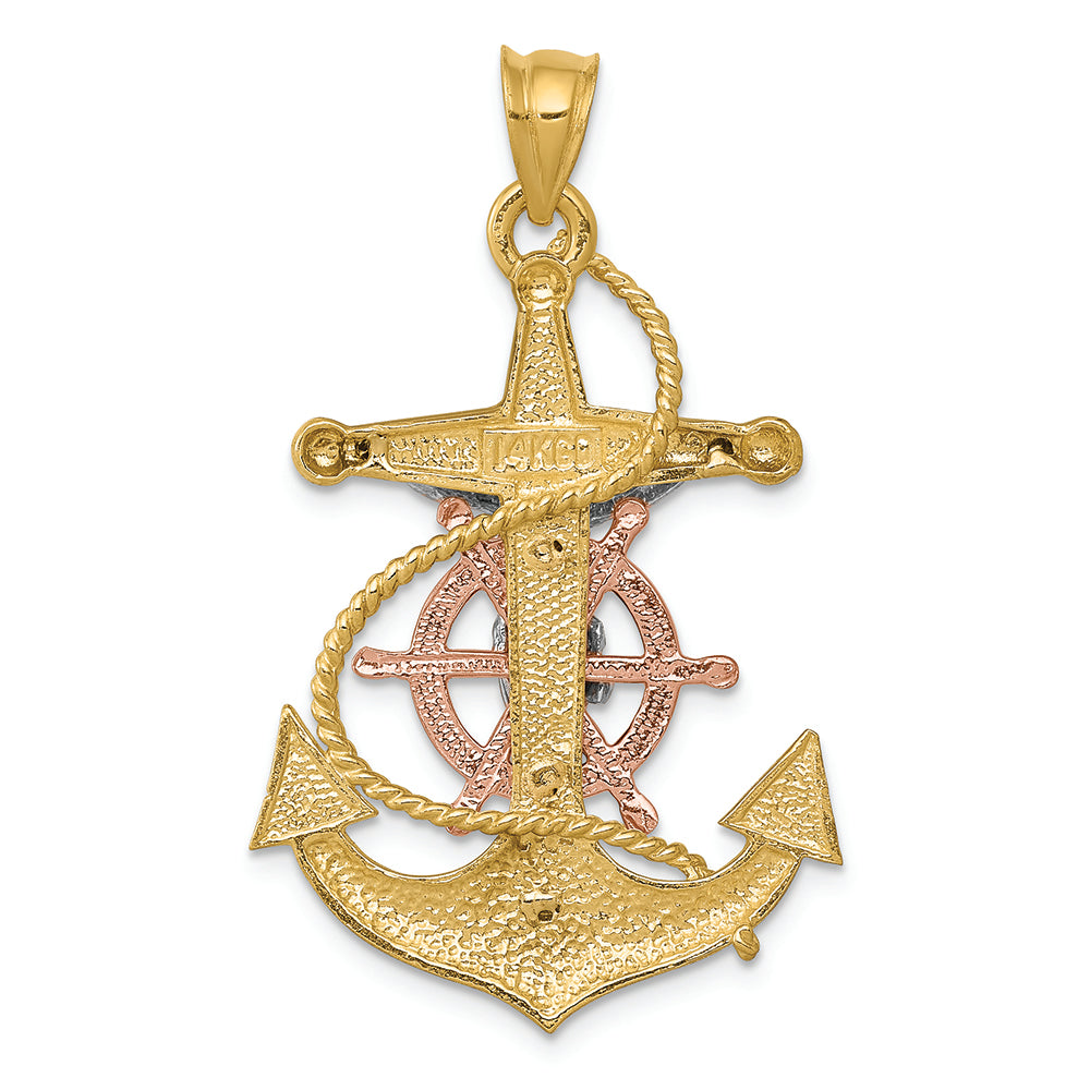 FJC Finejewelers 14 Kt Tri Color Gold Mariners Cross Charm