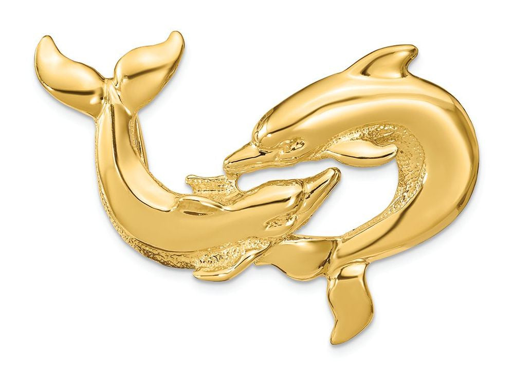 FJC Finejewelers 14k Yellow Gold Polished Fits Up To 10mm 8mm Double Dolphins Slide Charm