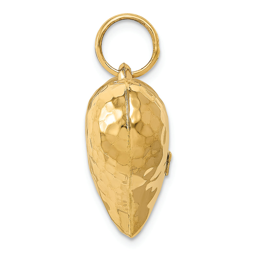 FJC Finejewelers 14k Yellow Gold Hollow Polished Hammered Medium Puffed Heart Charm