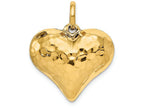 FJC Finejewelers 14k Yellow Gold Hollow Polished Hammered Medium Puffed Heart Charm