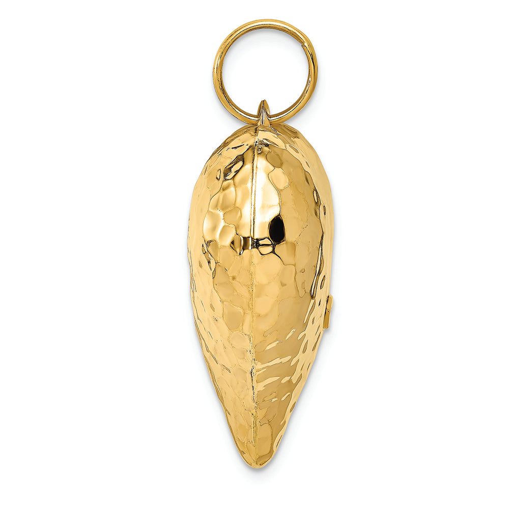 FJC Finejewelers 14k Yellow Gold Hollow Polished Hammered Large Puffed Heart Charm