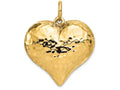 FJC Finejewelers 14k Yellow Gold Hollow Polished Hammered Large Puffed Heart Charm
