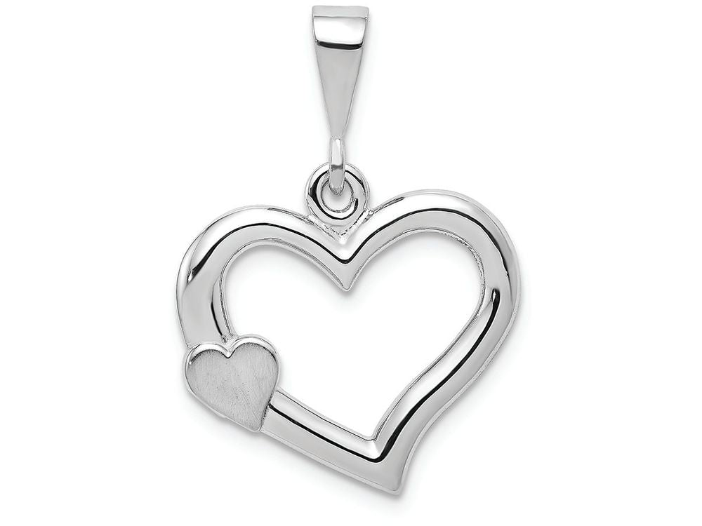 FJC Finejewelers 14k White Gold Solid Satin Polished Fancy Heart Charm