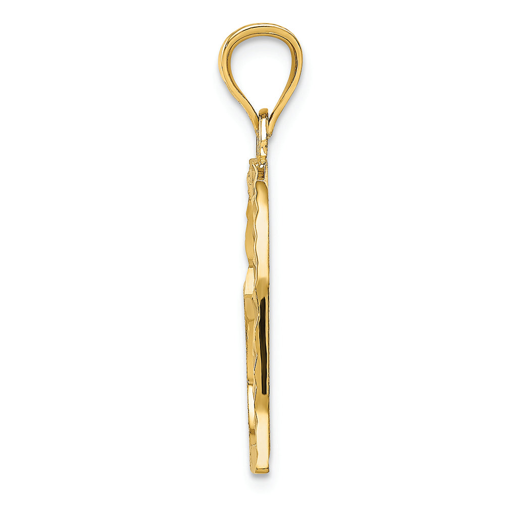 FJC Finejewelers 14k Yellow Gold Solid Satin Bright Cut Small Reversible Heart Charm
