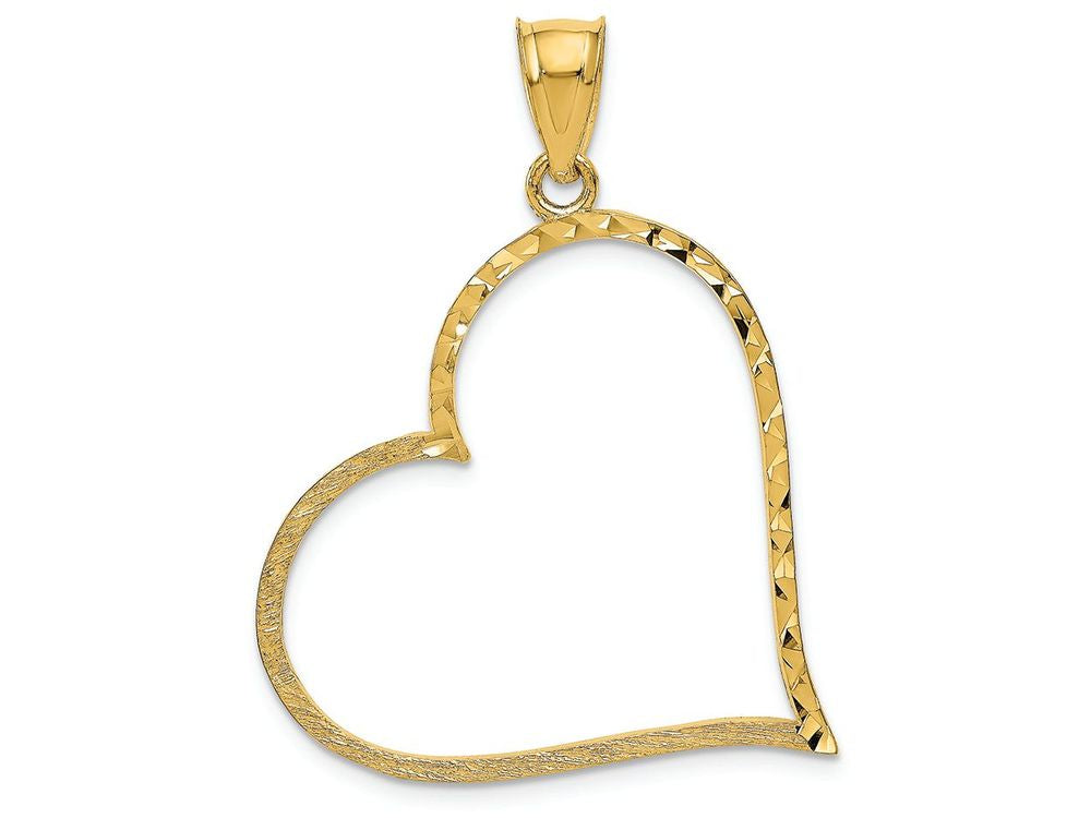 FJC Finejewelers 14k Yellow Gold Solid Satin Bright Cut Large Reversible Heart Charm