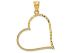 FJC Finejewelers 14k Yellow Gold Solid Satin Bright Cut Large Reversible Heart Charm