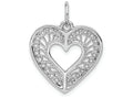 FJC Finejewelers 14k White Gold Solid Bright Cut Fancy Filigree Heart Charm